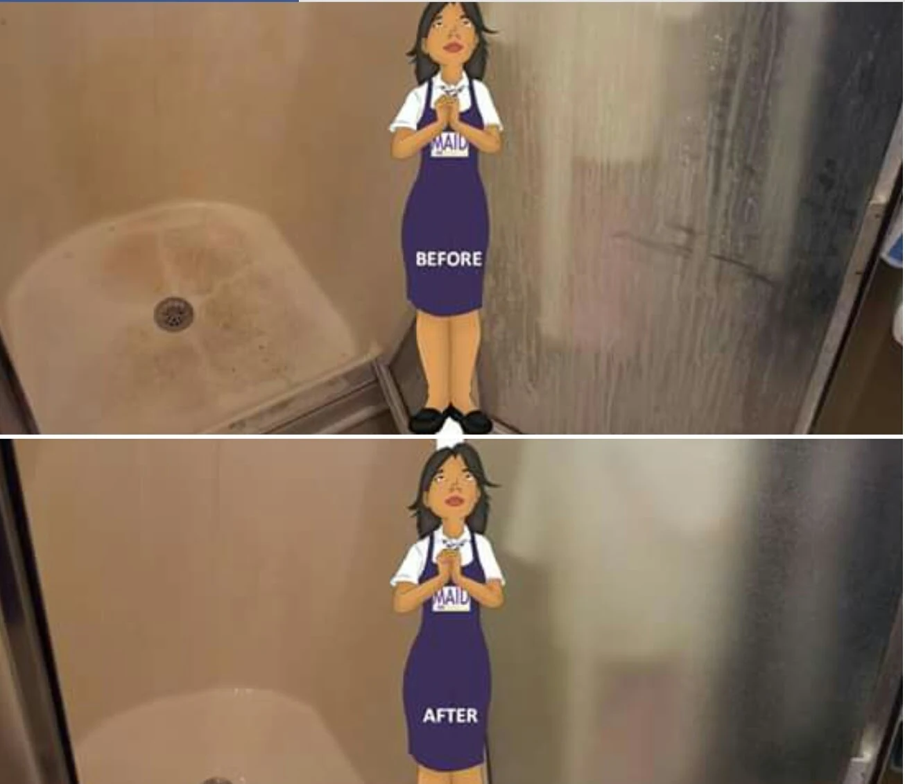 Shower before and after — MAID In HIS Likeness original work archive