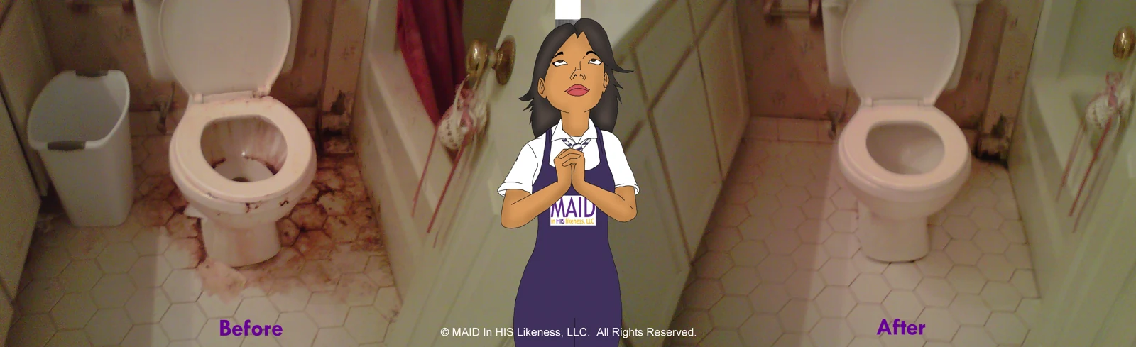 Toilet before and after — MAID In HIS Likeness original work archive
