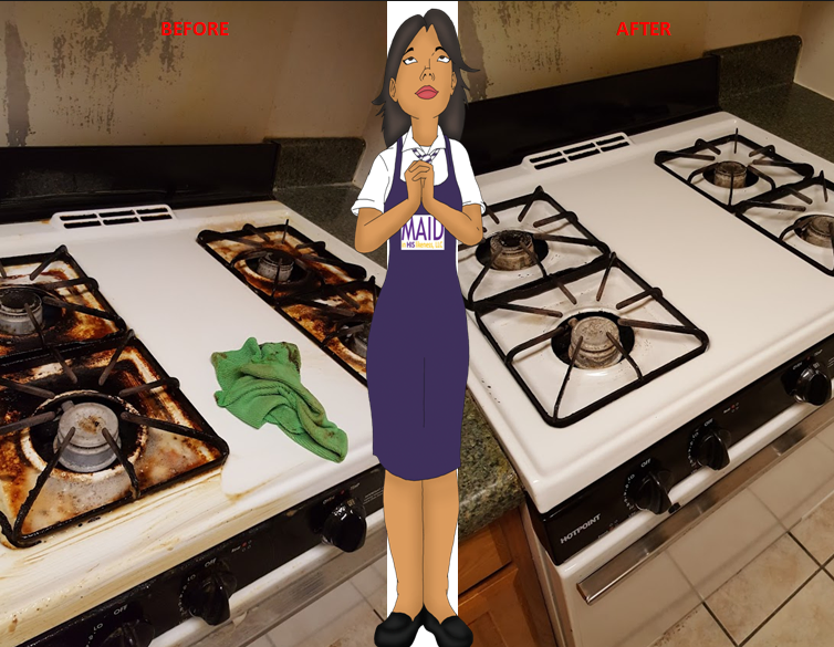 Before and after a stovetop cleaning by MAID In HIS Likeness, Florence, South Carolina